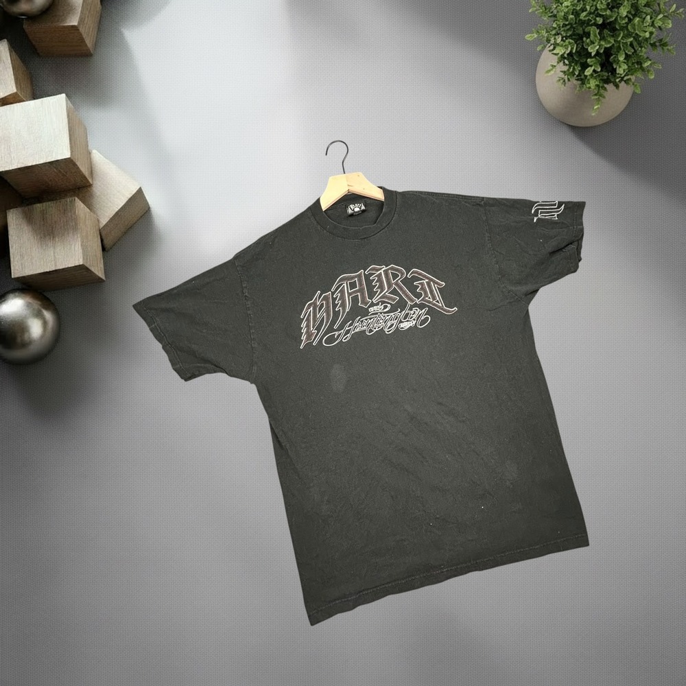 Hart Huntington Tattoo Co Vintage Y2K Graphic T-Shirt Mens XL Black Boxy Fit